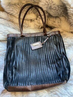 Gambini Bag Black Swede Brown Leather Trim